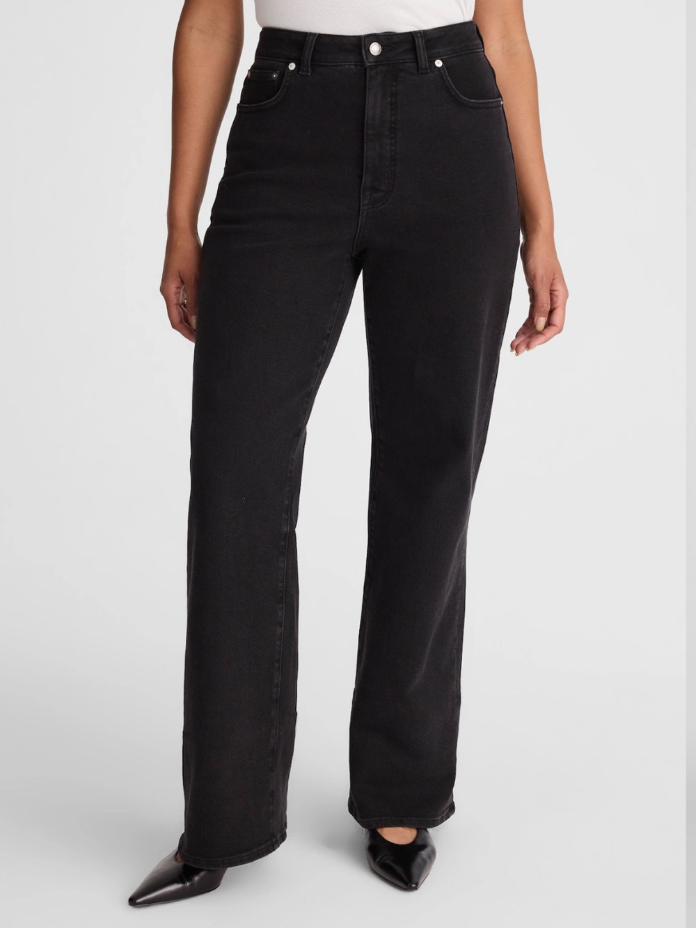 Madewell The Curvy Wide Leg Jeans Denim Black Frost Size 24 NWT $148